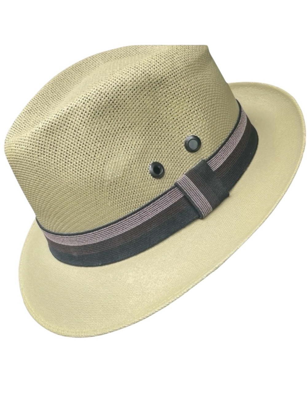 Charlie Unisex Tan with Brown/Pink Accents Coated Straw Fedora Hat